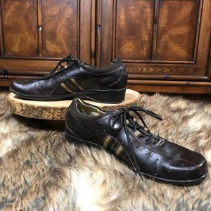 Nine West Perforated Genuine Leather Mahogany Fashion Bowling Shoe
